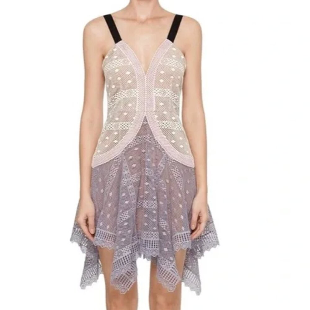 Self-Portrait lace handkerchief dress, size US 2